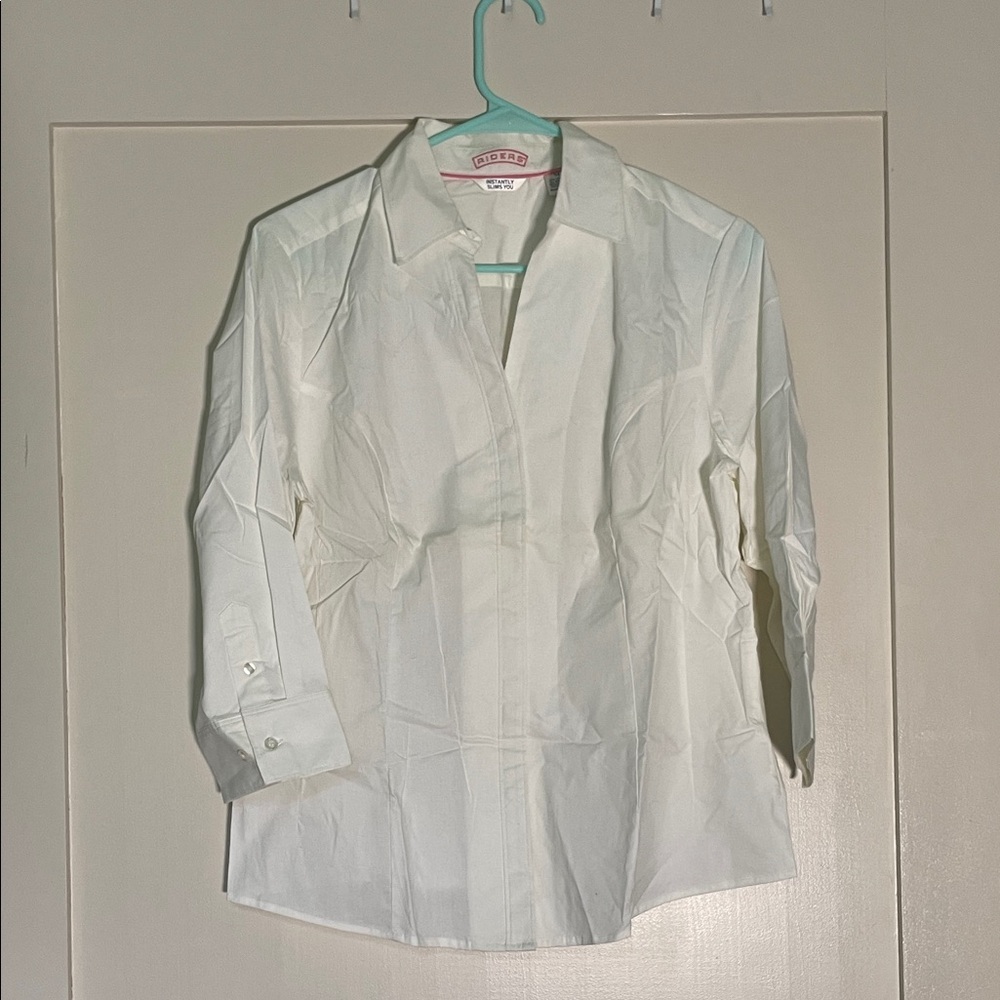 Riders White Collared Popover Blouse